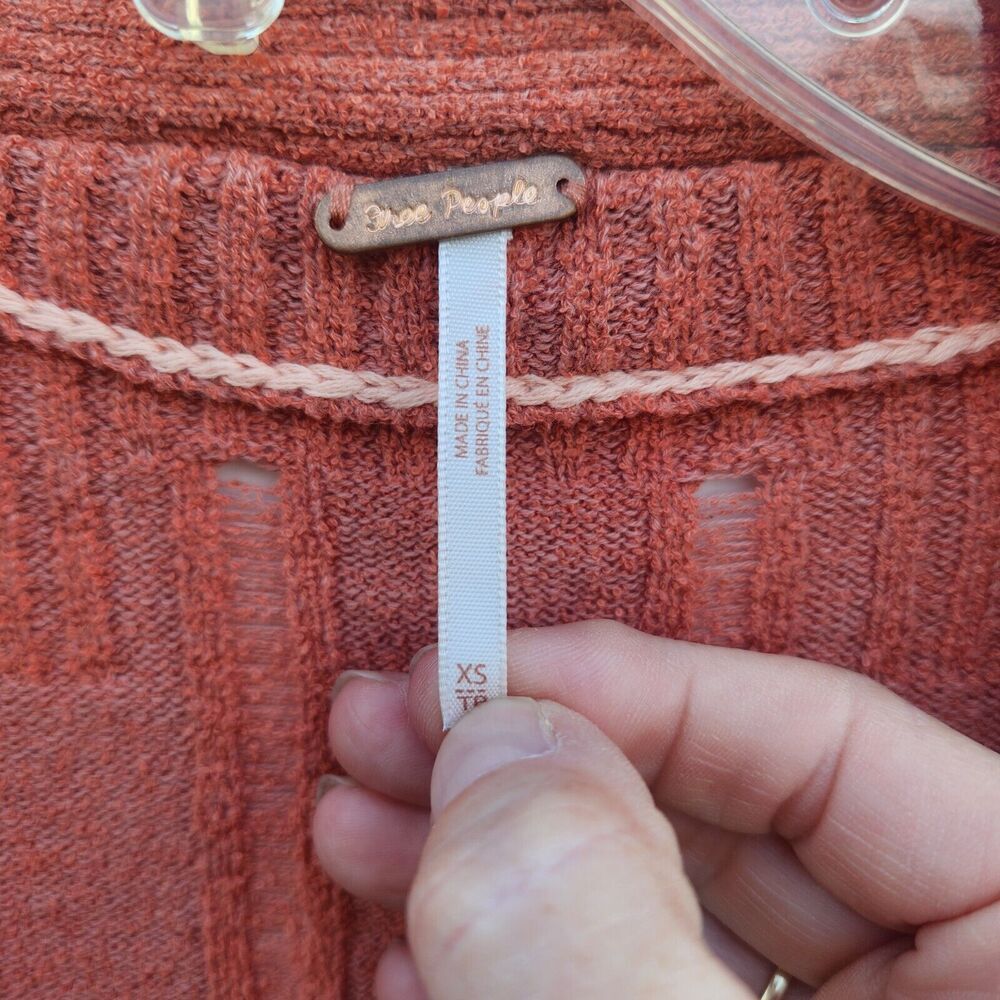 Free People Stevie Distressed V Neck Button Front Cardigan Rose Hips Com… - Picture 5 of 10